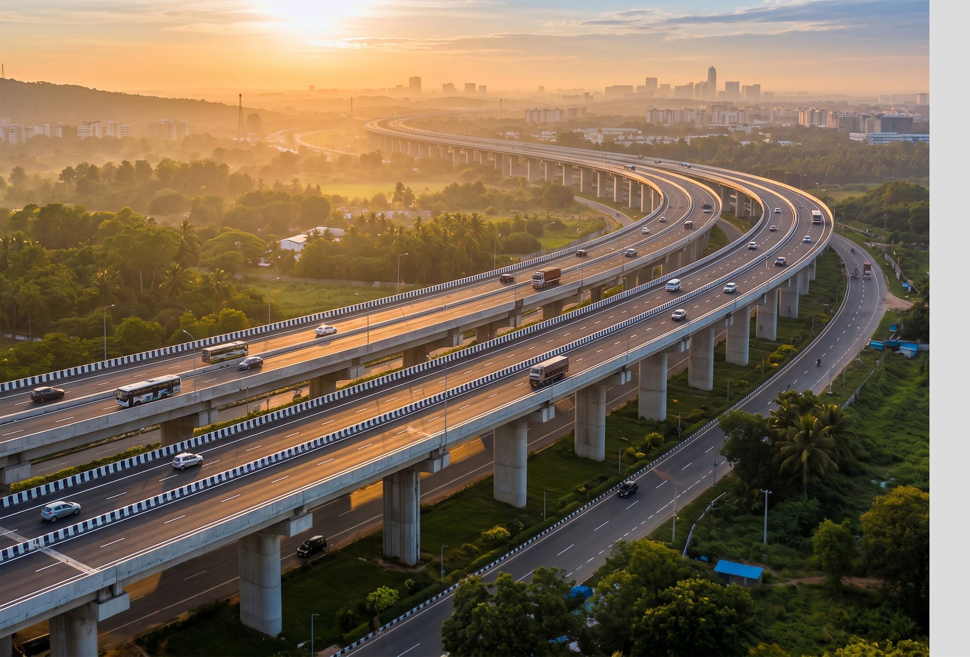 Bangalore-Chennai Expressway at sunrise